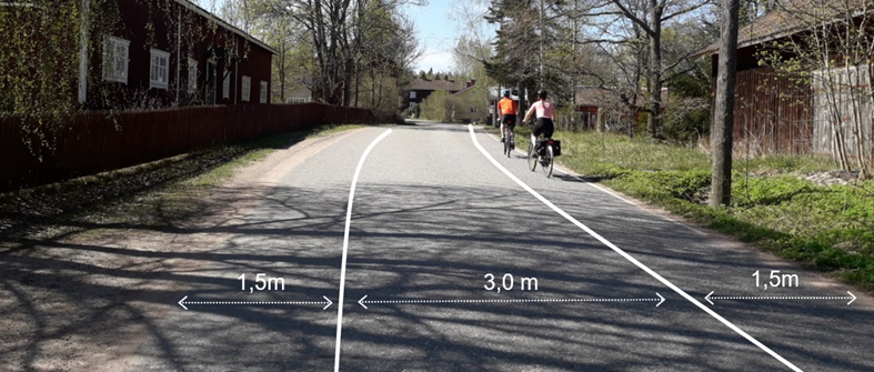 Mathildedalin kylänäkymä, joka esittää uutta kylätietä.