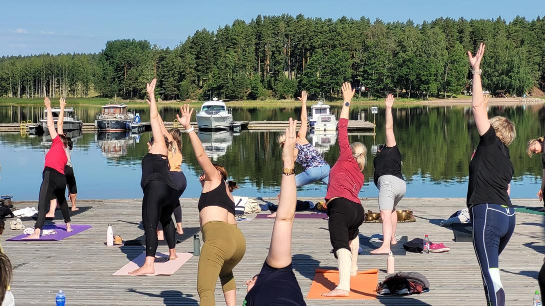 dock, yoga by the sea