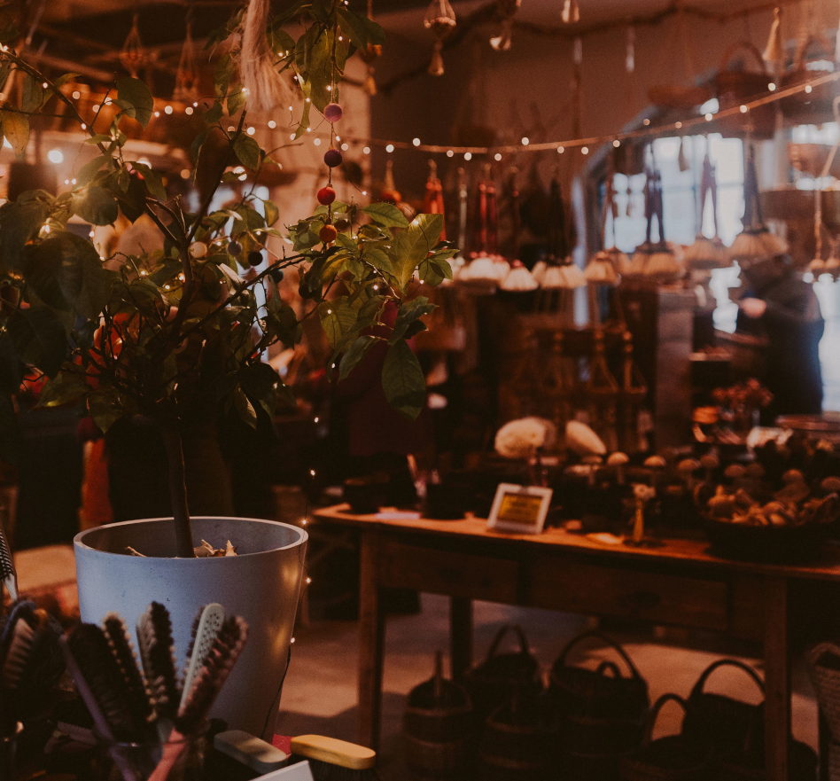 Jouluinen kuva käsityöläisputiikista